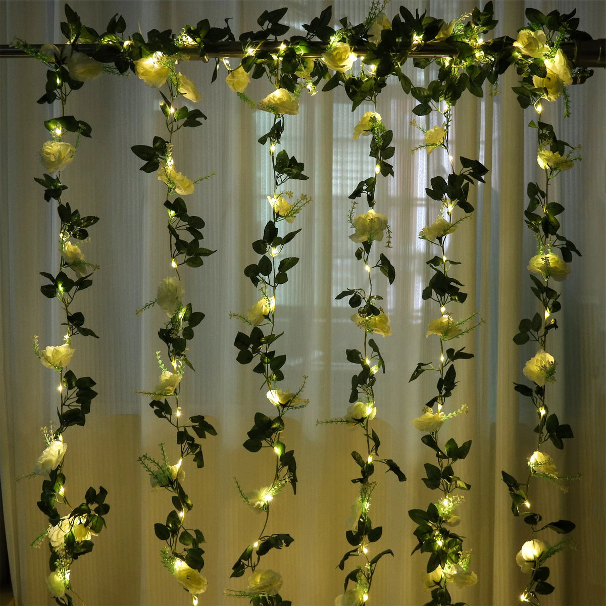 Rose LED Vine Light String – Artificial Flower Wedding Decor LED Floral Vine Light Babs