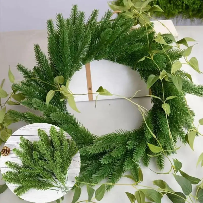 12pcs Artificial Pine Needle Branches – Christmas Tree Decor Christmas Decor Props Babs