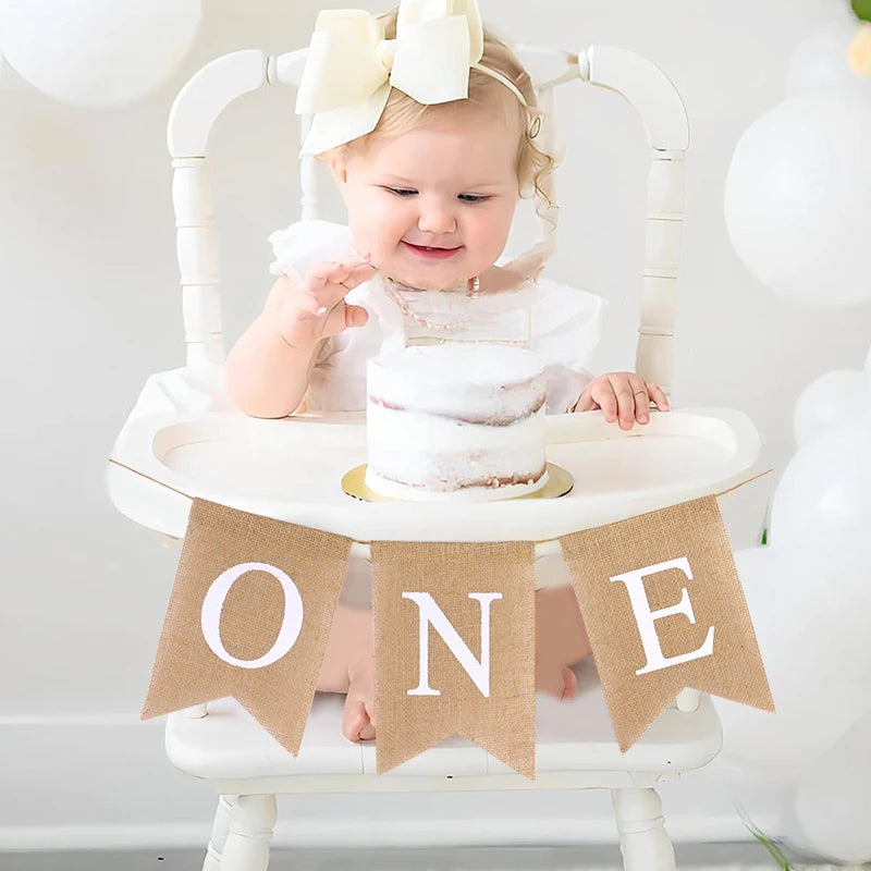 Burlap ONE Garland – First Birthday Banner & Photo Prop Birthday Party Banner Babs