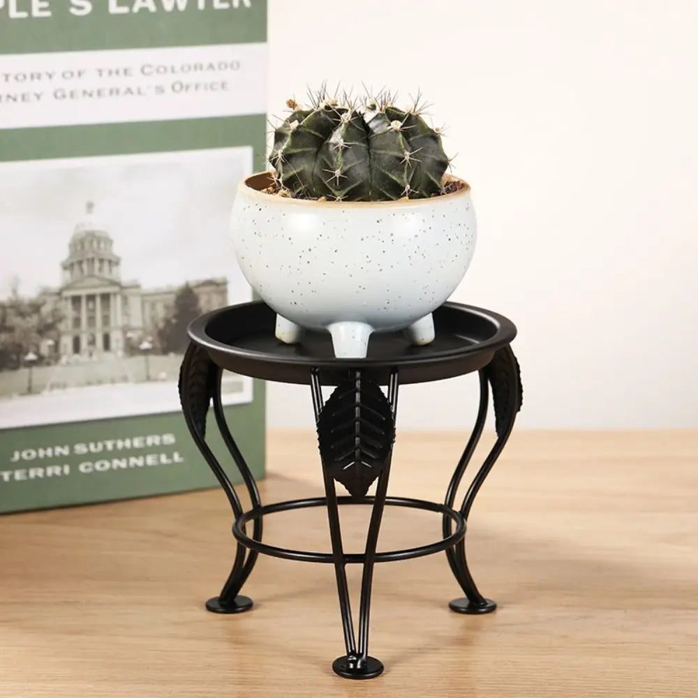 Mini Iron Three-Legged Plant Stand – Black & White Flower Rack Plant Stand Babs