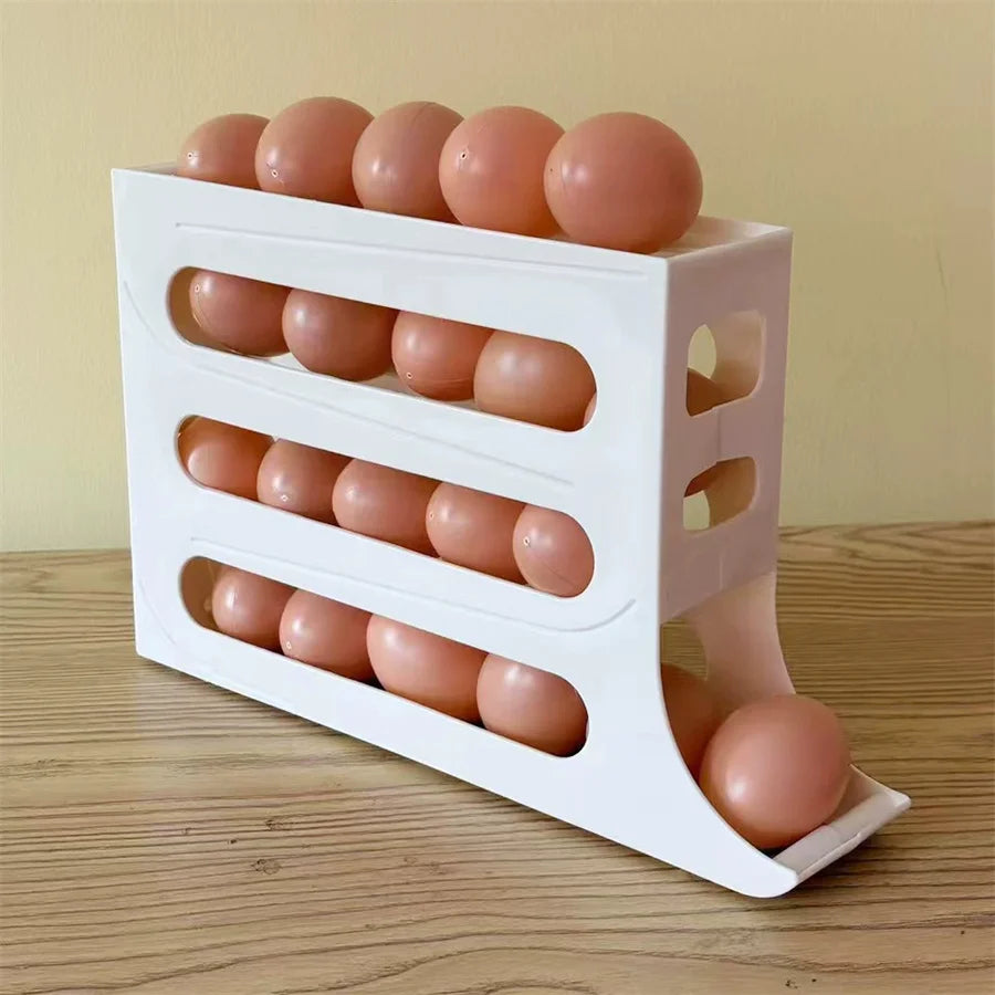 4-Layer Auto-Slide Egg Storage Rack & Fridge Organizer Egg Storage Rack Babs