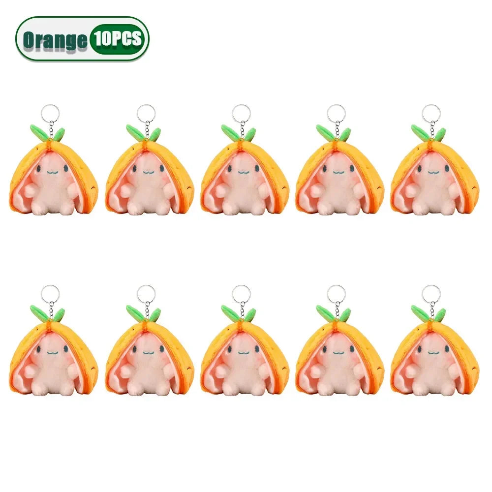 Transforming Bunny Plush Toy – Strawberry & Carrot Rabbit Doll Transforming Plush Toy Babs Orange-10PC