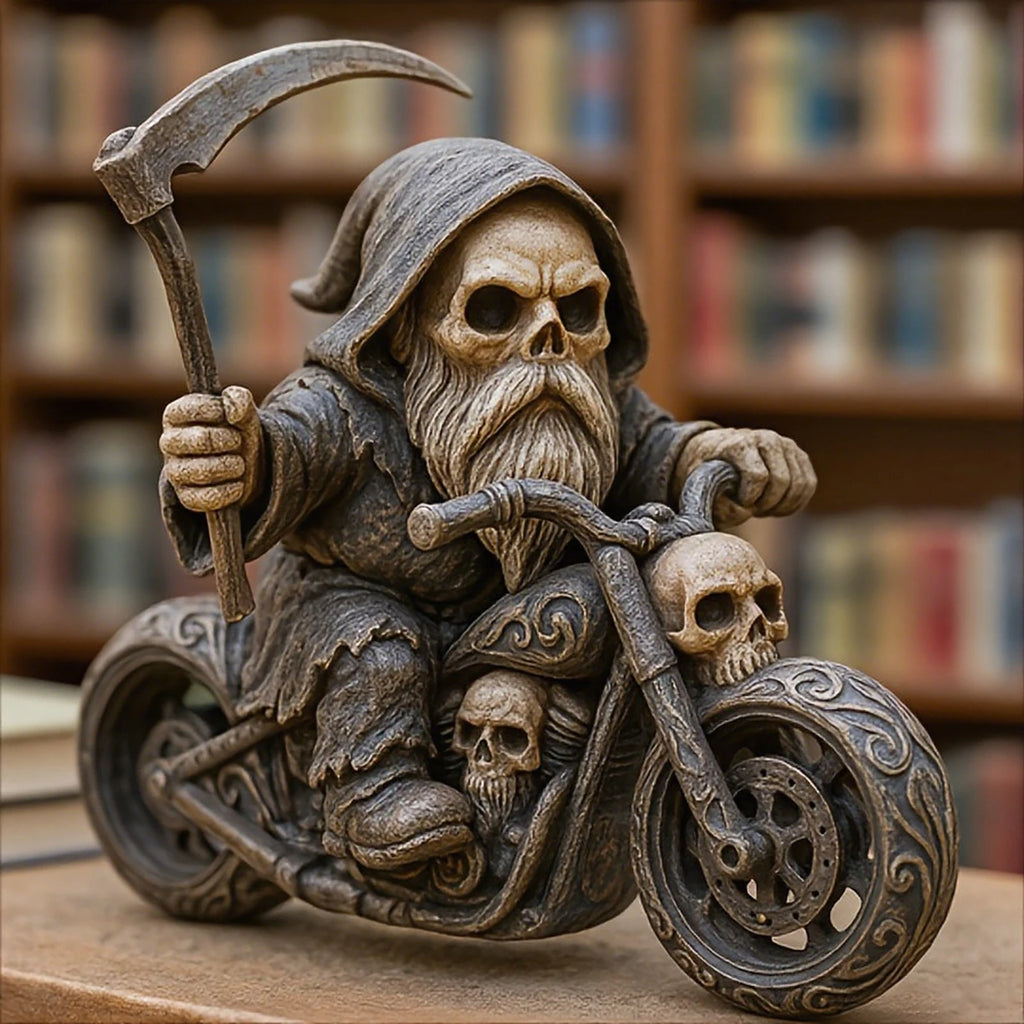 Skeleton Grim Reaper Motorcycle Gnome Resin Garden Statue Garden Gnome Statue Babs