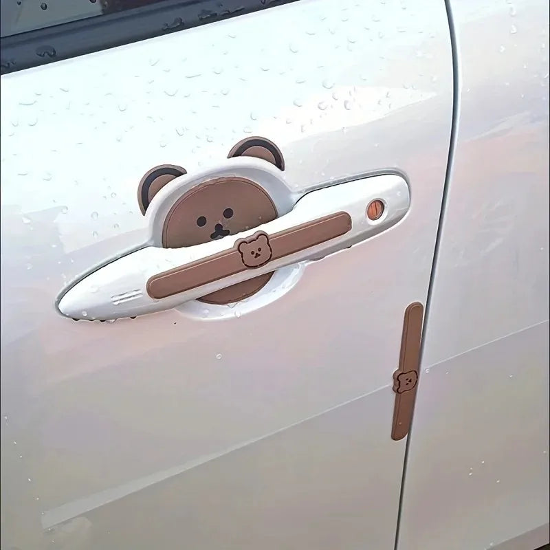 8pcs Bear Silicone Car Door Handle Protector Anti-Scratch Car Handle Protector Babs