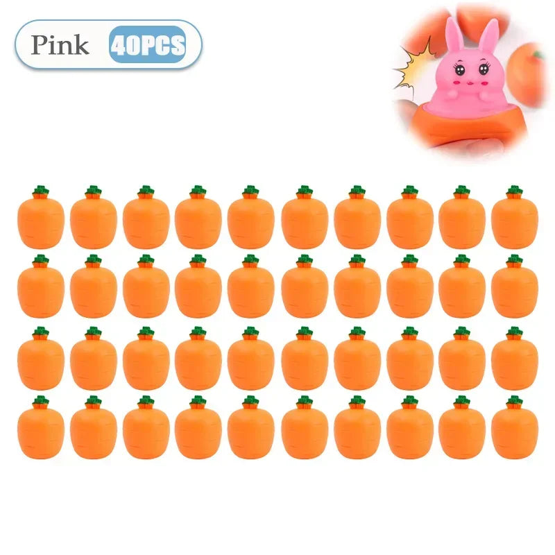 Squishy Carrot Rabbit Squeeze Telescopic Toy – Fun Kids Gift Novelty Squeeze Toy Babs Pink-40PC