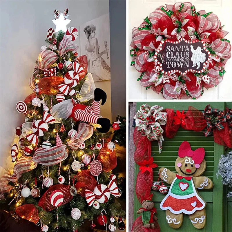 10 Yards Christmas Mesh Ribbon – DIY Wreaths & Xmas Decor Craft Mesh Ribbon Babs