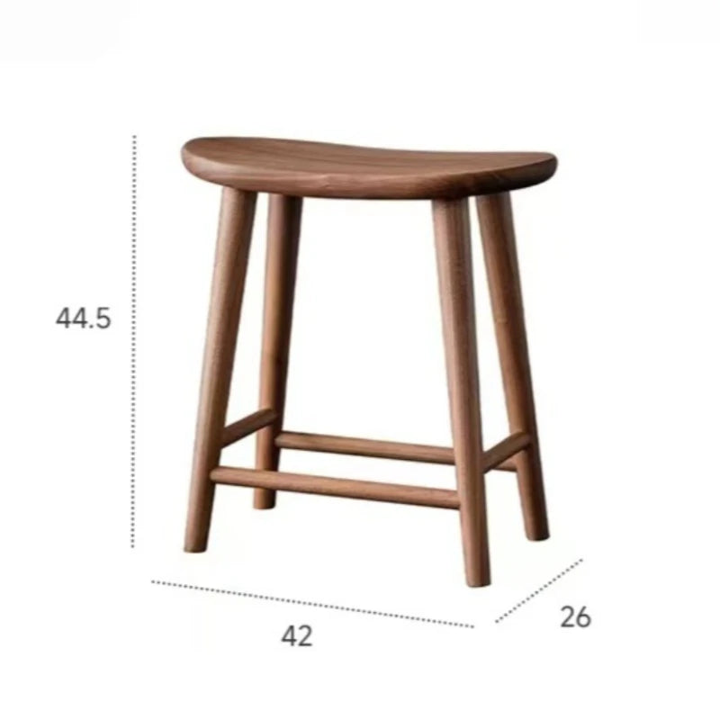 Nordic Solid Walnut Wood Dresser Stool – Modern Bedroom Seat Solid Wood Stool Babs Walnut Wood