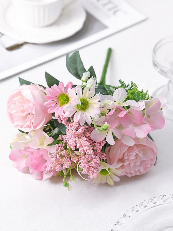 Silk Peony Artificial Flower Bouquet – Wedding & Home Decor Artificial Flower Bouquet Babs Light Pink 1 PC