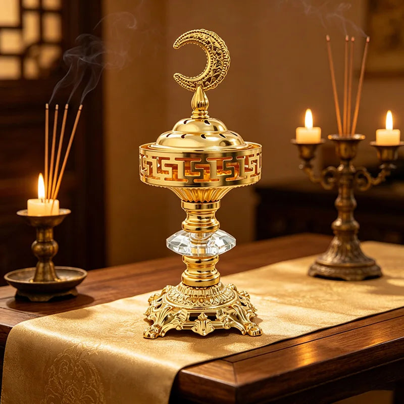 Moon Metal Incense Burner – Arabic Gold Aroma Burner Decor Incense Burner Babs