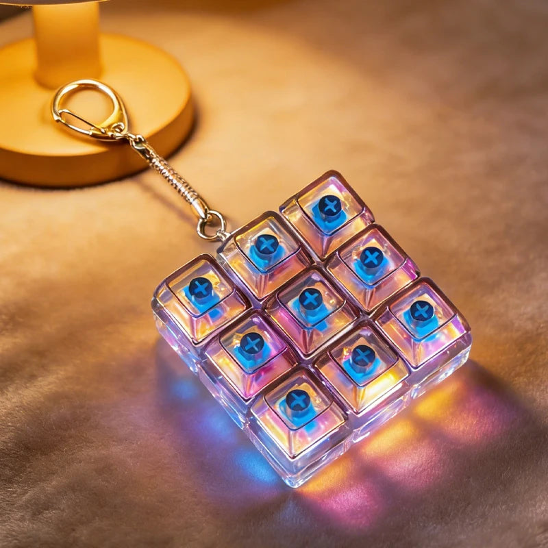 LED Light-Up Keyboard Keychain – Clickable Fidget Toy Gift Fidget Keychain Toy Babs Black-L