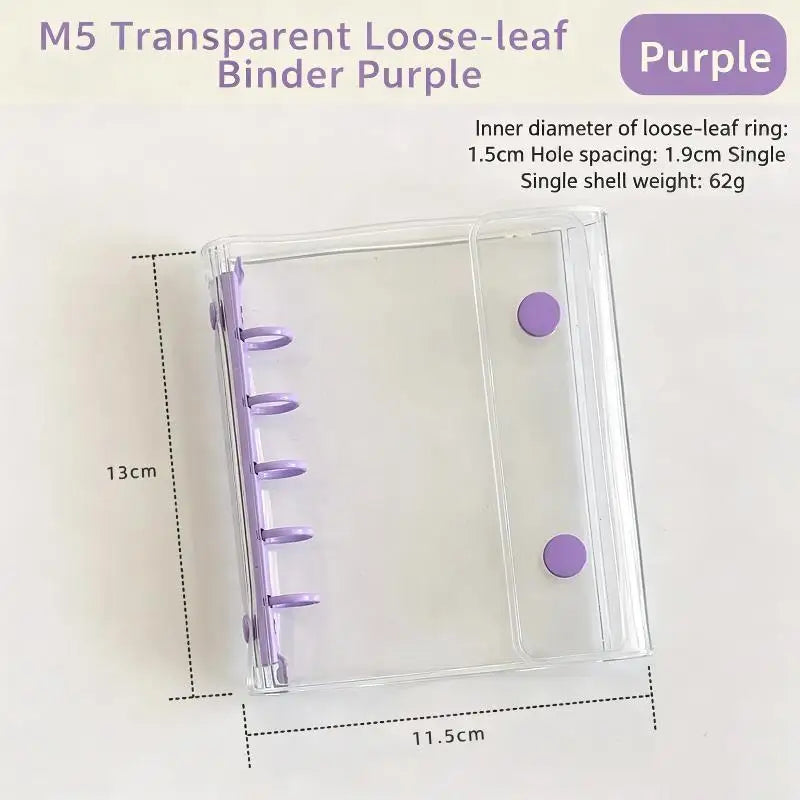 M5 Transparent PVC 6-Ring Binder Cover – Journal & Planner Ring Binder Cover Babs Purple