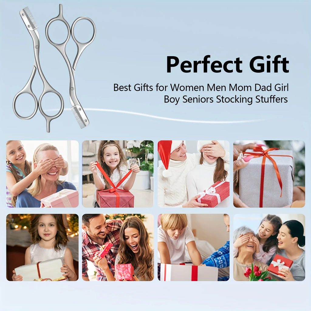 Stainless Steel Eyebrow Scissors with Comb – Ergonomic Design Eyebrow Scissors Babs