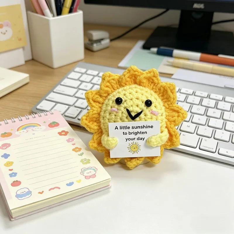 Handmade Crochet Sunflower Plush Toy – Knitted Sun Doll Gift Crochet Plush Toy Babs