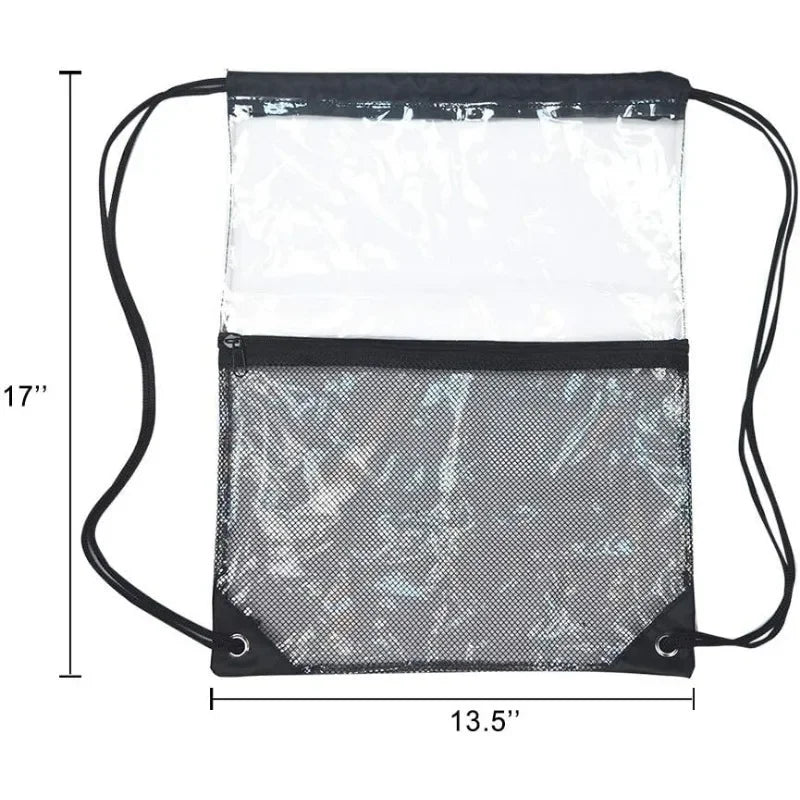 Clear PVC Drawstring Backpack – Stadium, Gym & Travel Bag Clear Drawstring Backpack Babs