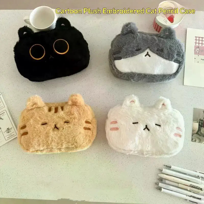 Kawaii Cat Plush Pencil Case – Large Capacity Fluffy Pouch Plush Pencil Case Babs