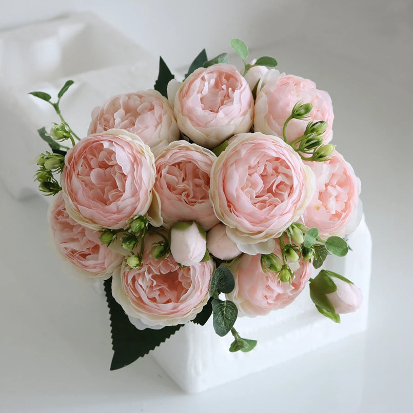 Silk Peony Rose Artificial Bouquet – Wedding & Home Décor Artificial Flower Bouquet Babs