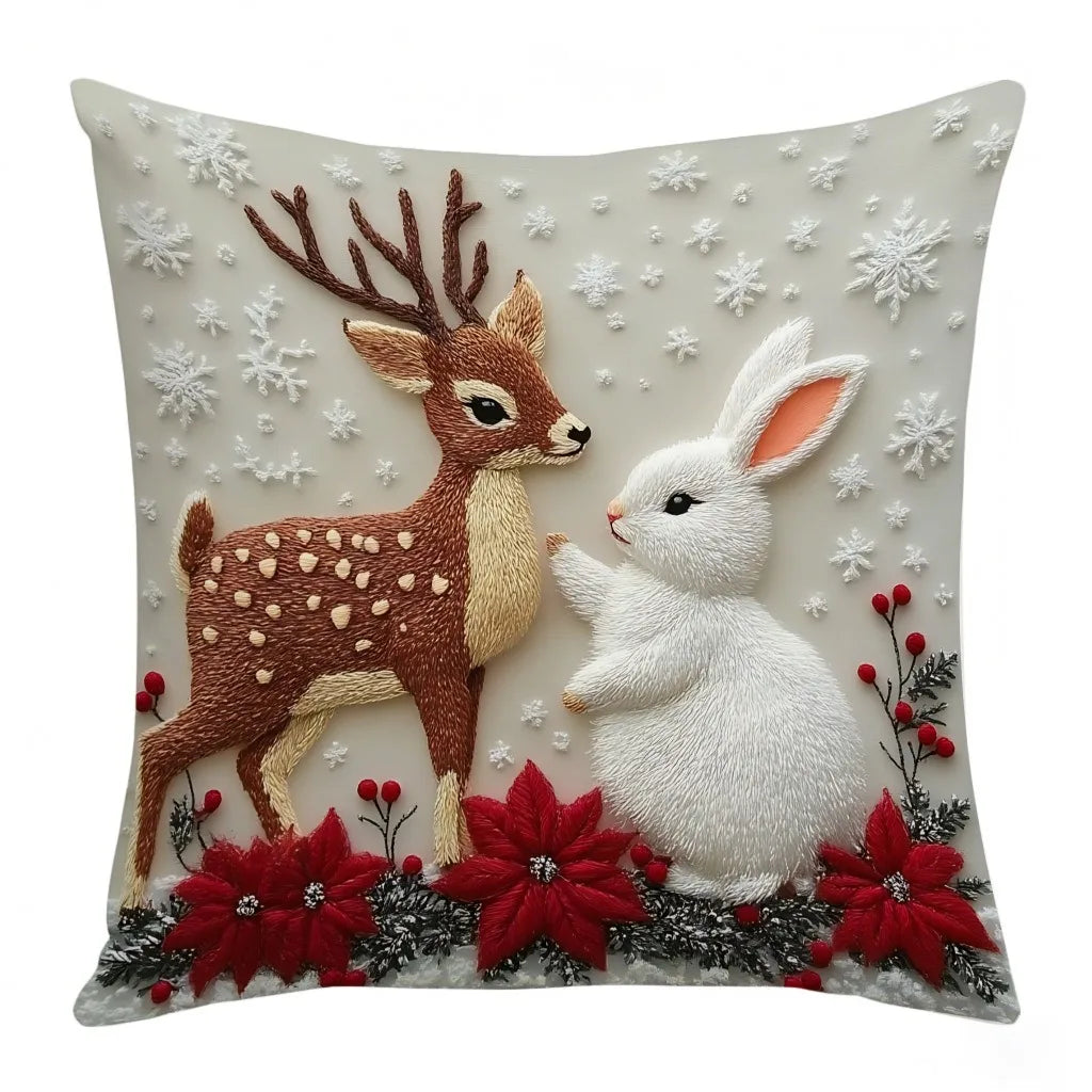 Christmas Pillow Cover 45x45cm – Santa, Elk & Snowman Designs Pillow Cover Babs A