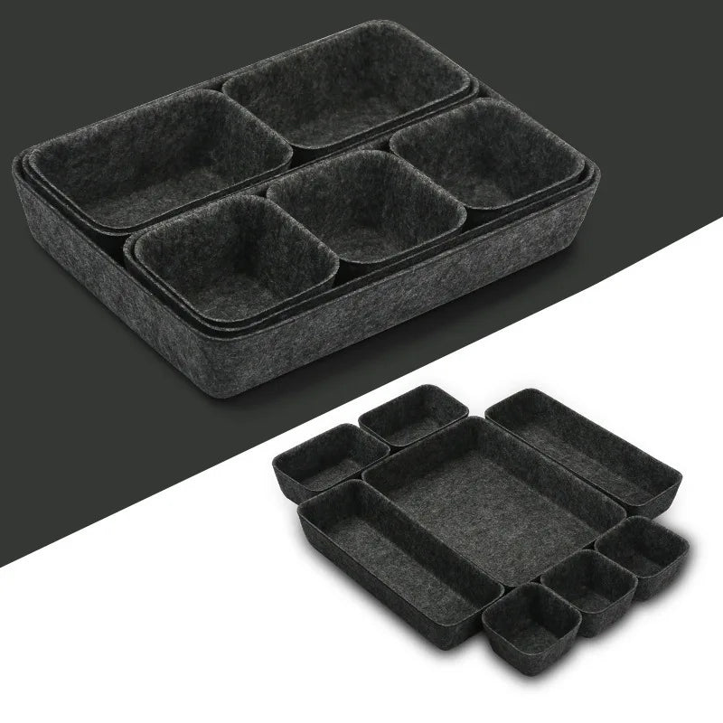 8-Piece Felt Storage Box Organizer – Jewelry & Makeup Felt Storage Organizer Babs Dark gray