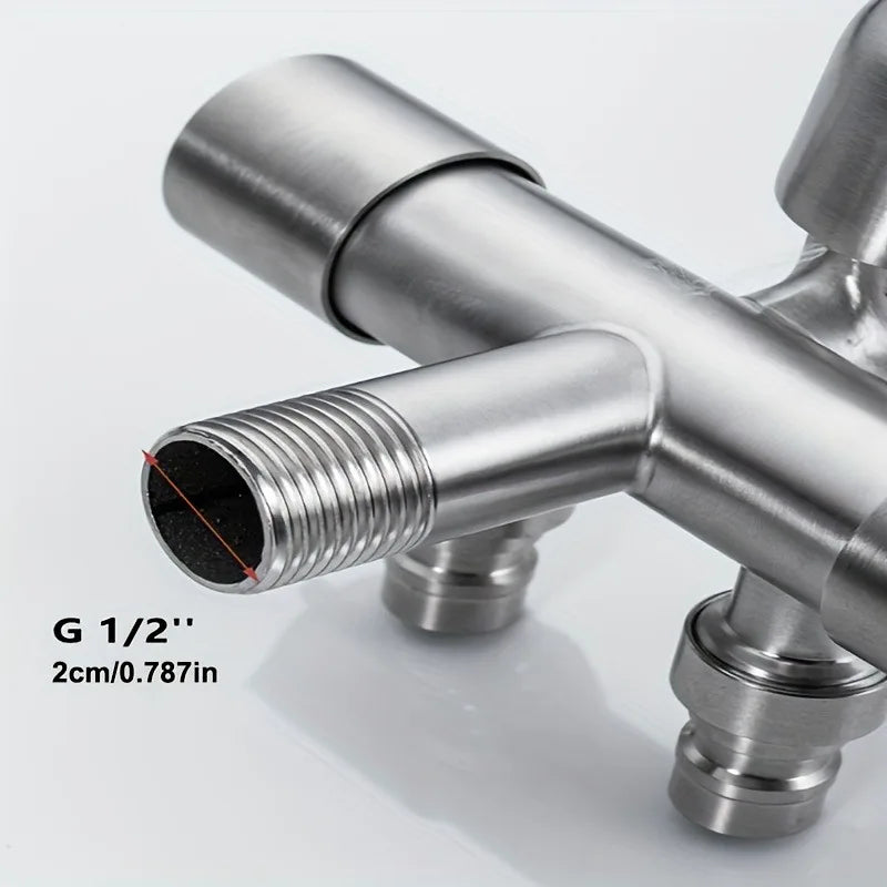 Stainless Steel 3-Way Tap & Washing Machine Angle Valve Angle Valve Faucet Babs