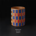 Colorful Leather Woven Round Storage Basket | Organizer Bin Woven Storage Basket Babs Colored Leather