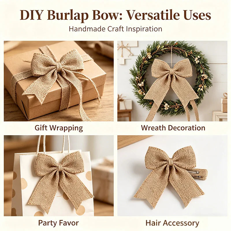 Natural Burlap Jute Bows – Wedding, Christmas & Party Decor Party Decor Bows Babs