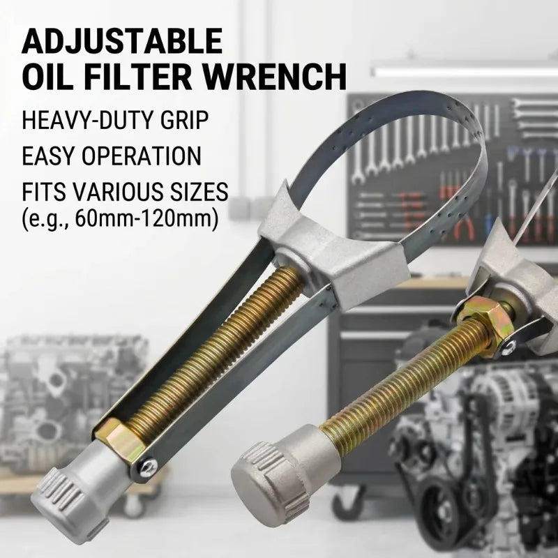 Adjustable Strap Oil Filter Wrench – Flexible Belt Removal Tool Oil Filter Wrench Babs