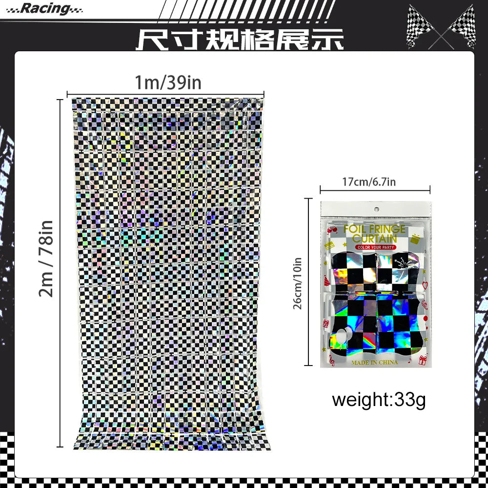 Race Car Checkered Flag Party Supplies – Racing Theme Decor Party Decoration Set Babs VIOLET/紫罗兰