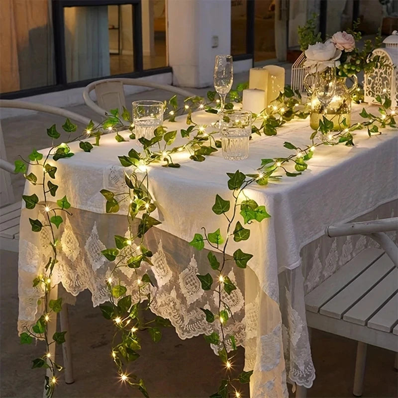Artificial Ivy Vine Fairy Light Garland | Green Leaf String Lights Fairy Light Garland Babs