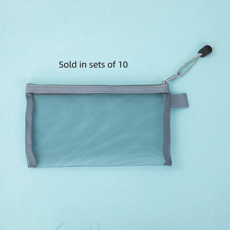 10-Pack Mesh Zipper Pencil Pouches – Clear See-Through Mesh Pencil Pouch Babs A