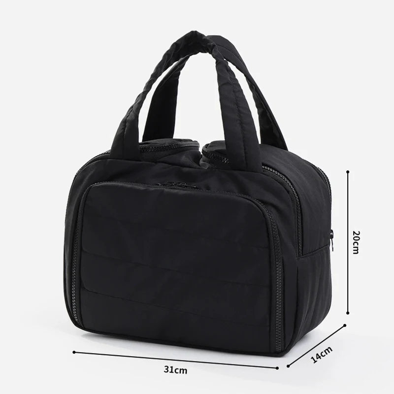 Women's Large Toiletry Bag – Wide-Open Puffy Makeup Organizer Toiletry & Makeup Bag Babs Black