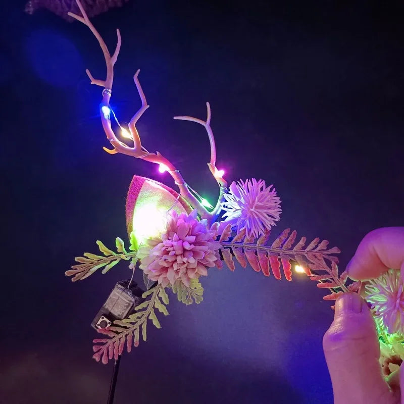 10pcs LED Christmas Headbands – Antler Flower Party Props LED Party Headband Babs