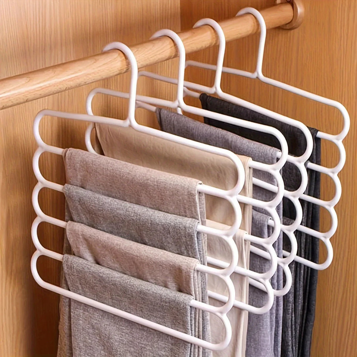 5-Layer Pants Rack with Hooks – Space-Saving Clothes Organizer Clothing Storage Rack Babs