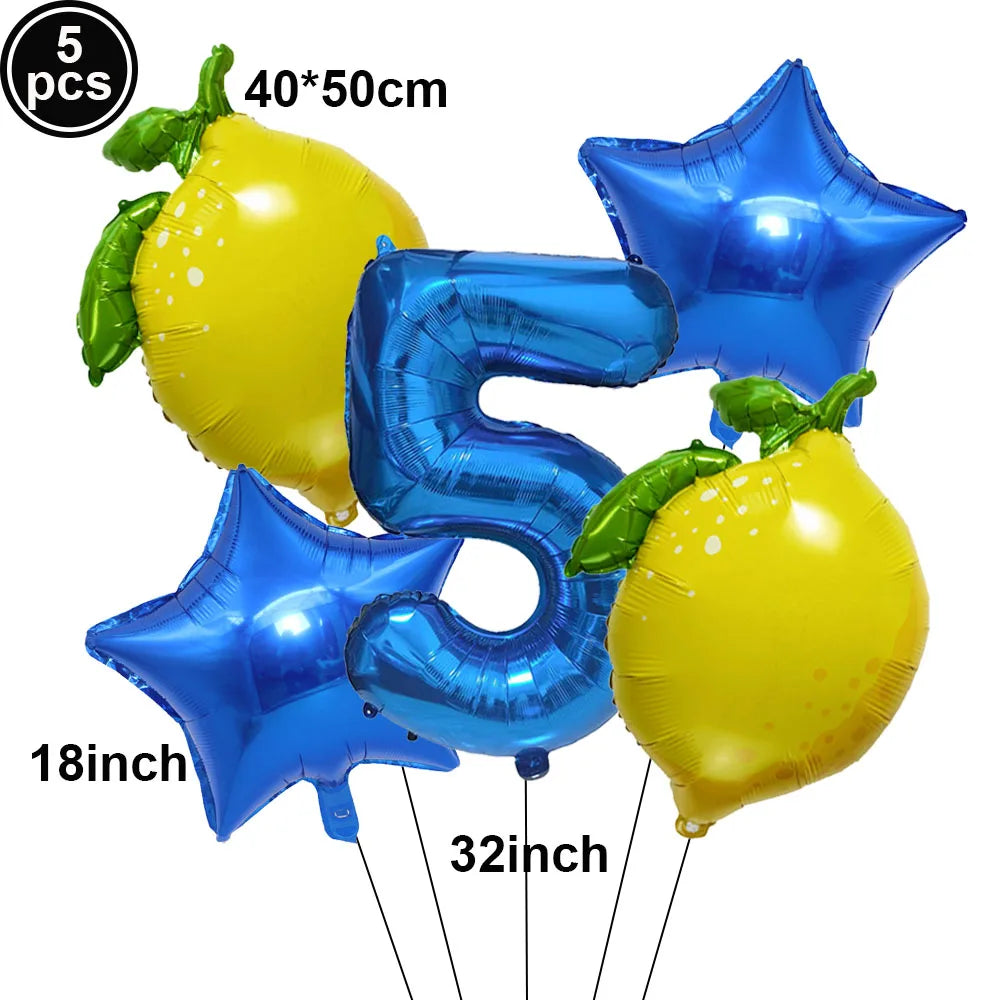 Lemon Foil Balloon Set with 32" Number Balloons – Party Decor