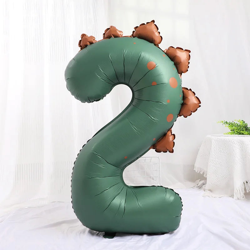 40" Dinosaur Number Foil Balloon – Kids 1st Birthday Party Decor Party Foil Balloon Babs dark green-2 40Inch