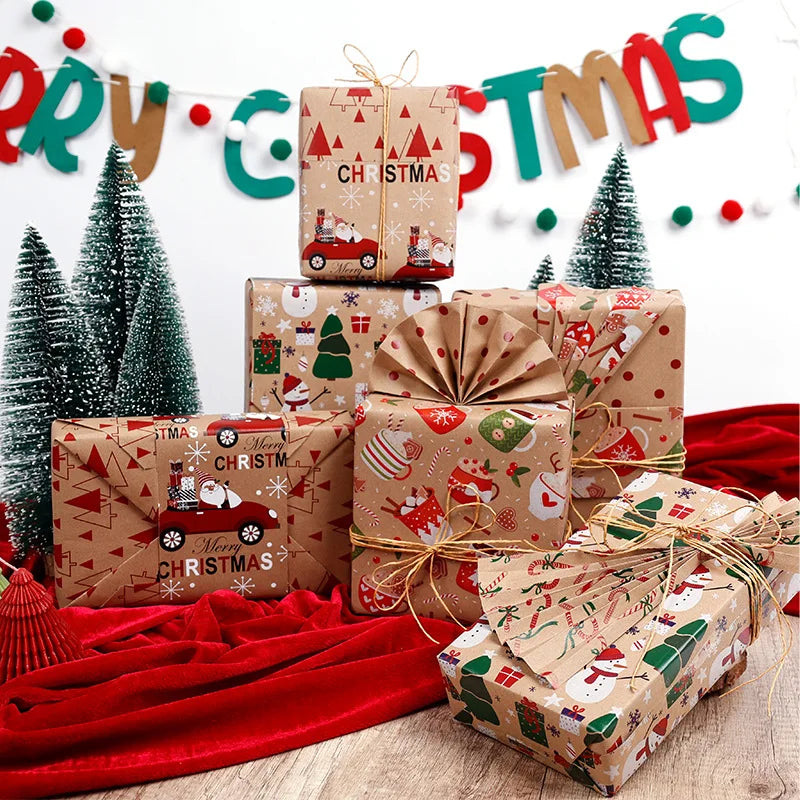 Kraft Vintage Christmas Wrapping Paper Roll – Holiday Gift Wrap Christmas Wrapping Paper Babs