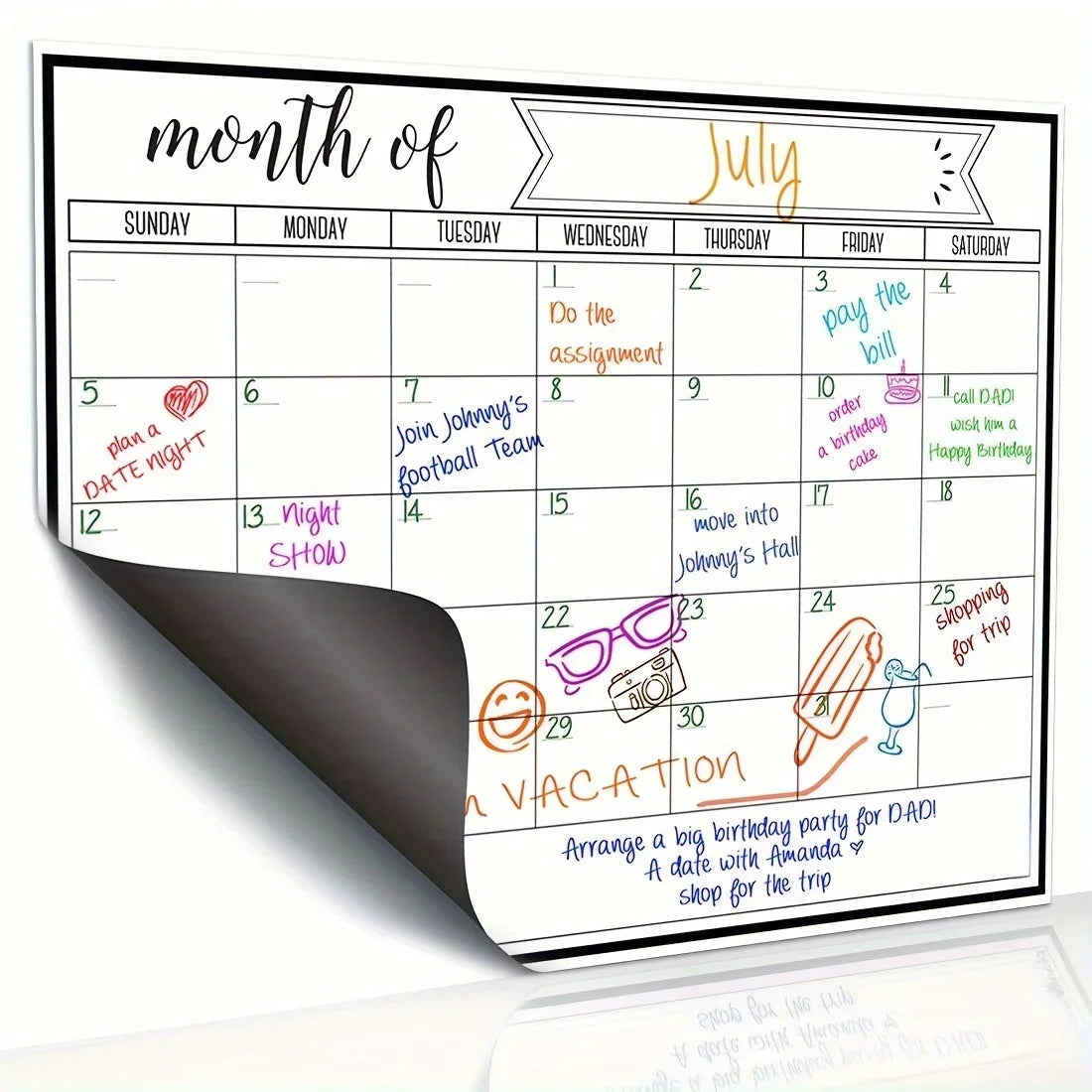 Magnetic Dry Erase Fridge Calendar Whiteboard | Kitchen Planner Magnetic Whiteboard Calendar Babs