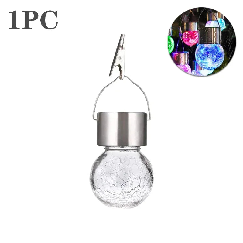 Solar Hanging Garden Lights – LED Cracked Glass Ball Lanterns Solar Garden Lantern Babs Multicolor-1PC