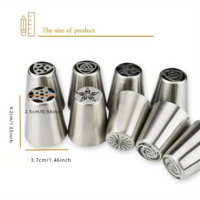 9pc Russian Piping Tips Set – Stainless Steel Cake Nozzles | Babs Cake Decorating Tips Babs 9pcs