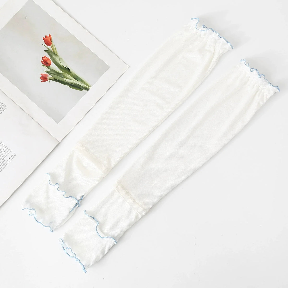Ice Silk UV Arm Sleeves – Cooling Sun Protection for Outdoors UV Arm Sleeves Babs White