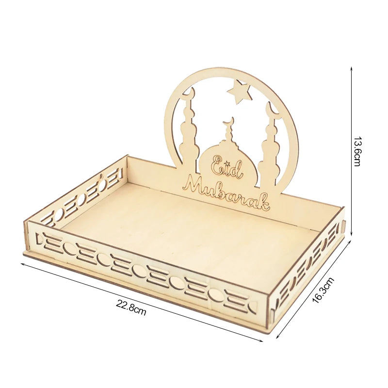 Wooden Eid Mubarak Food Tray – Ramadan Cake Display & Décor Wooden Serving Tray Babs 8