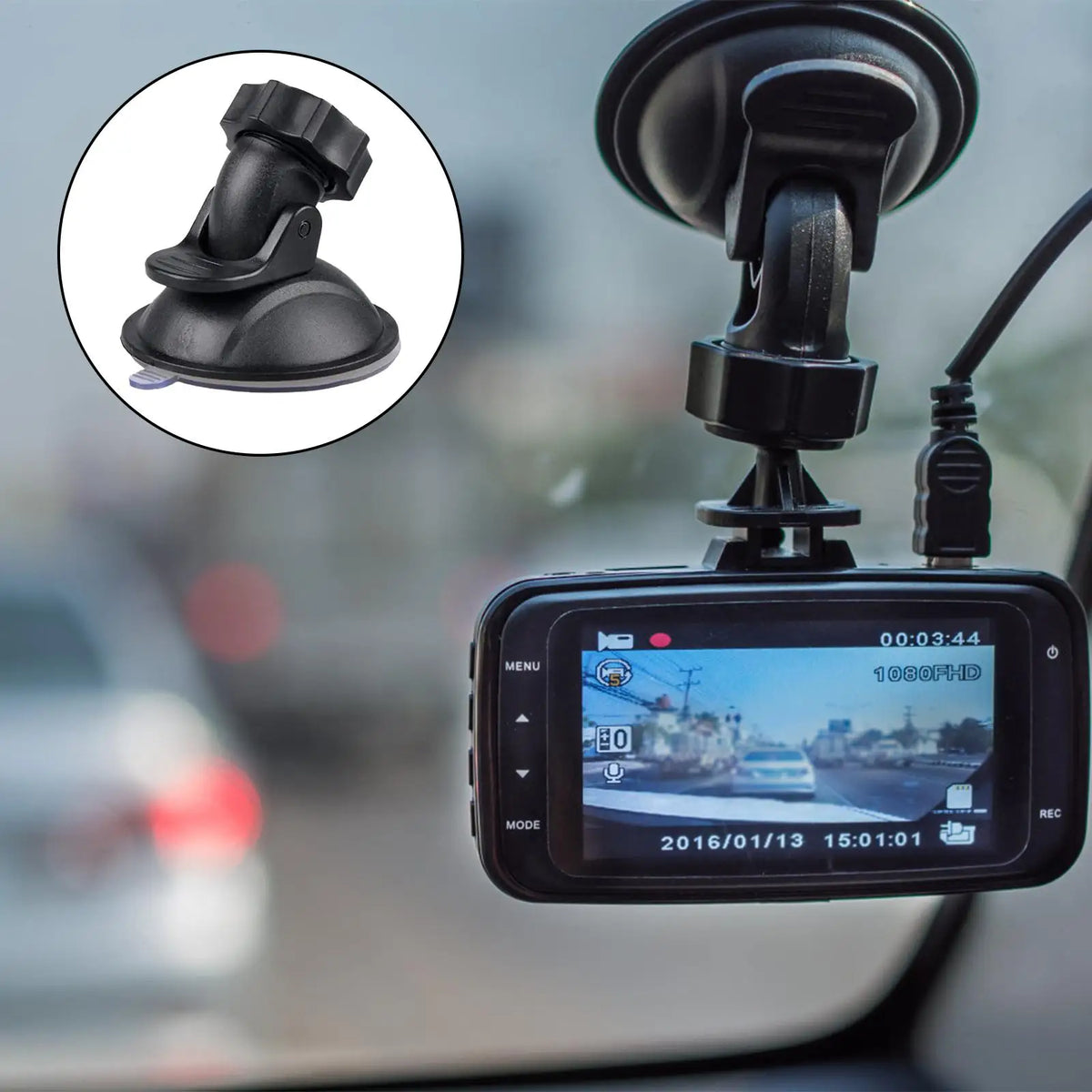 Dash Cam Suction Cup Mount with 5 Adapters – 360° Adjustable Dash Cam Mount Babs