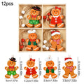 Christmas Wooden Ornaments – Gingerbread Man & Gnome Pendants Christmas Tree Ornament Babs 12PCS-A