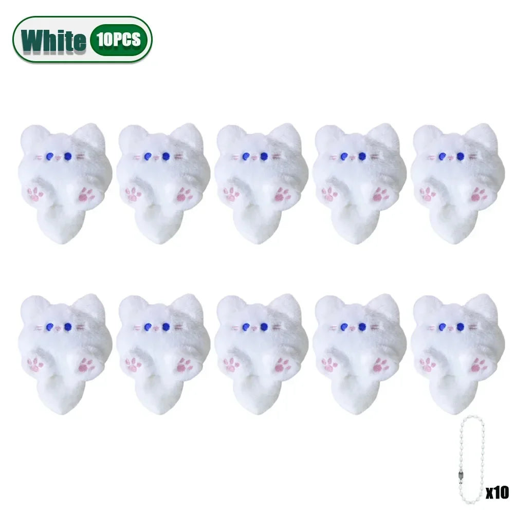 Cute Plush Cat Keychain Pendant – Bag Charm Gift 1-20 Pcs Plush Keychain Charm Babs White-10PCS