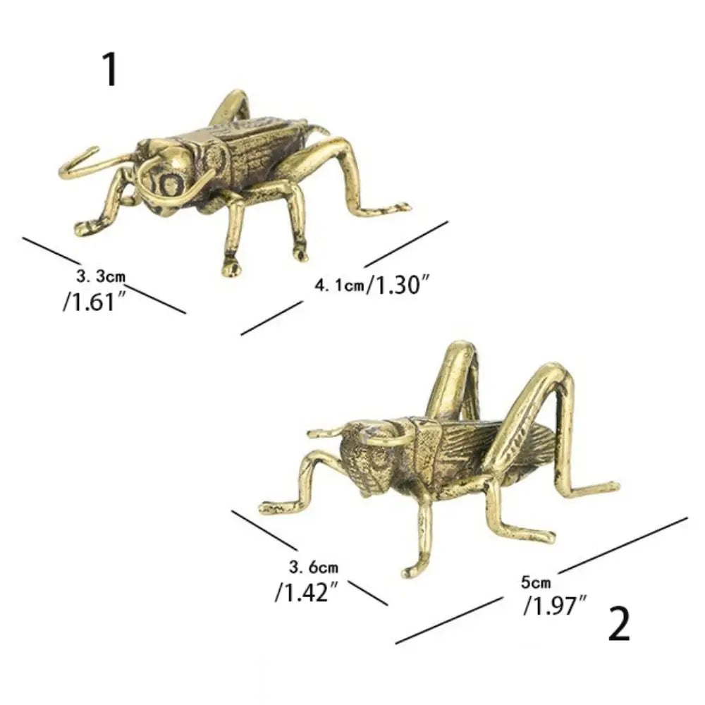 Solid Brass Cricket Figurine – Miniature Home Decor Statue Brass Figurine Babs