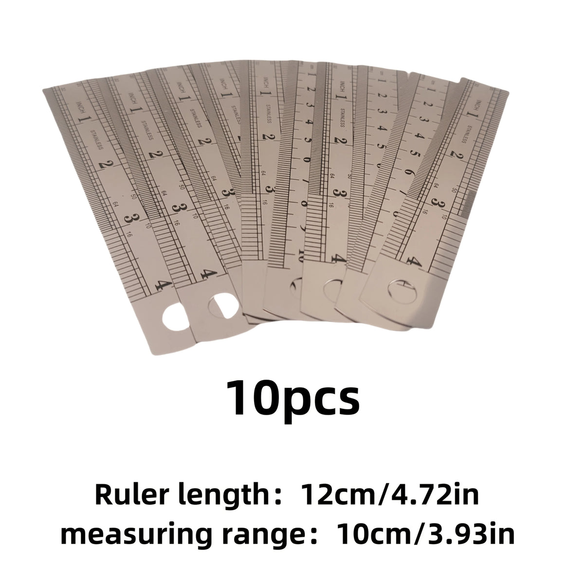 10pcs Stainless Steel 4-Inch Double-Sided Rulers – Drawing & Teaching Precision Metal Ruler Babs Silvery