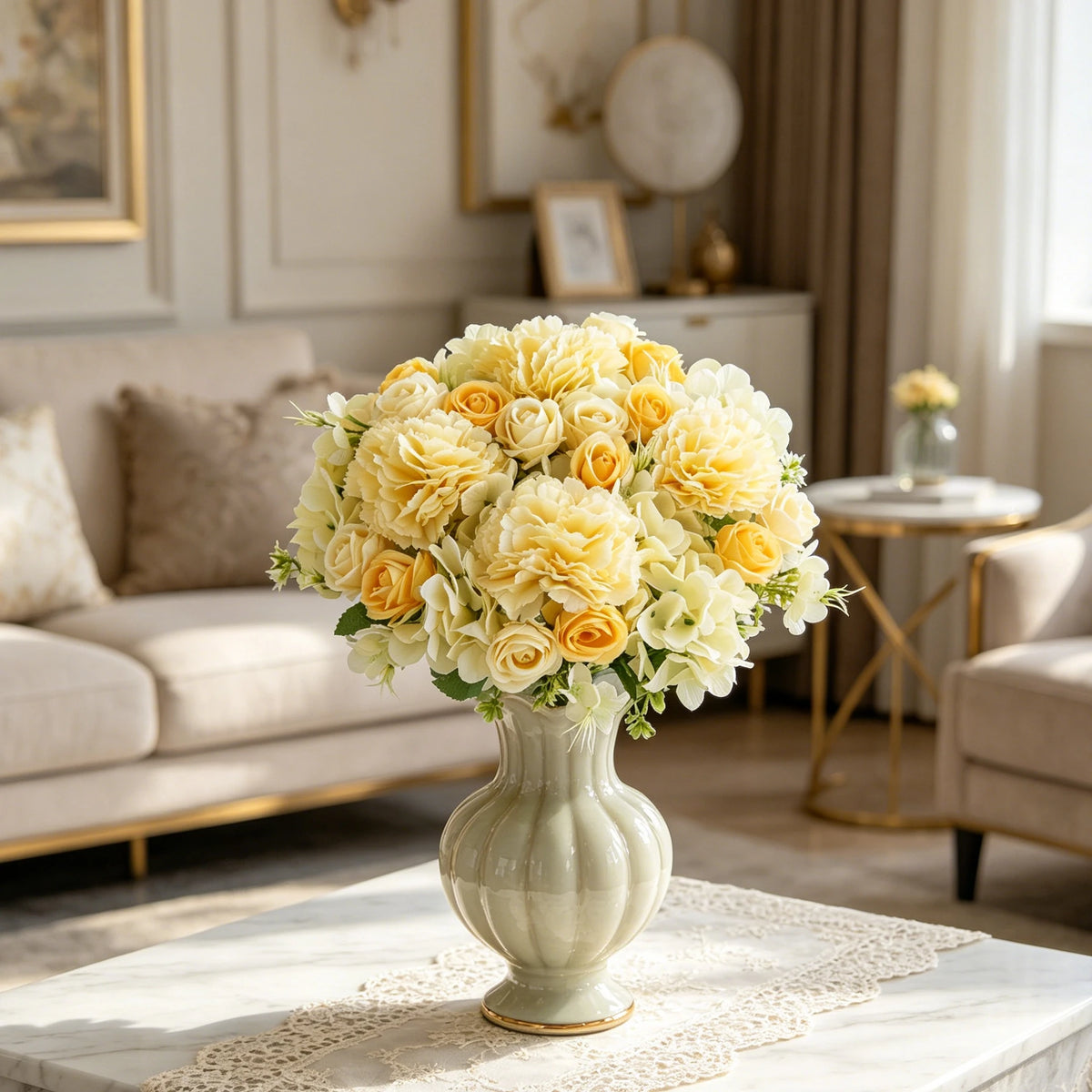 Silk Artificial Carnation & Rose Bouquet | Wedding Home Décor Artificial Flower Bouquet Babs