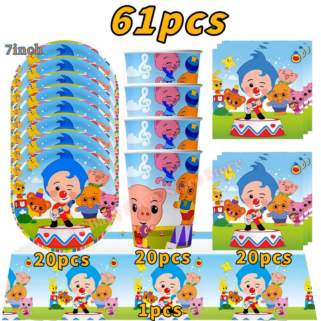 Circus Clown Birthday Party Kit – Plates, Balloons & Tableware Party Supplies Kit Babs 61pcs