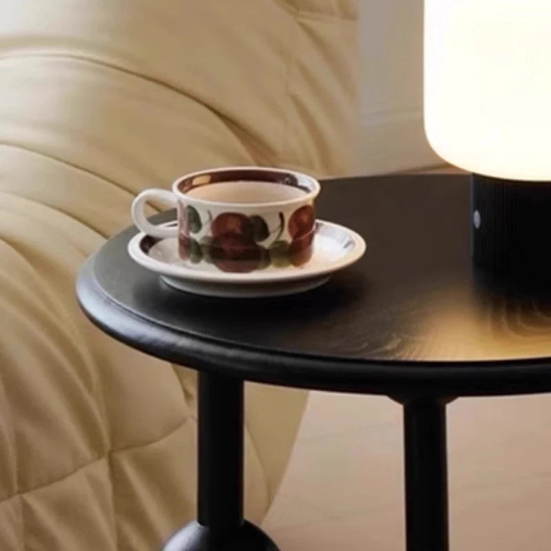 Retro Round Wooden Coffee Table | Nordic Vintage Mini Side Table Round Coffee Table Babs