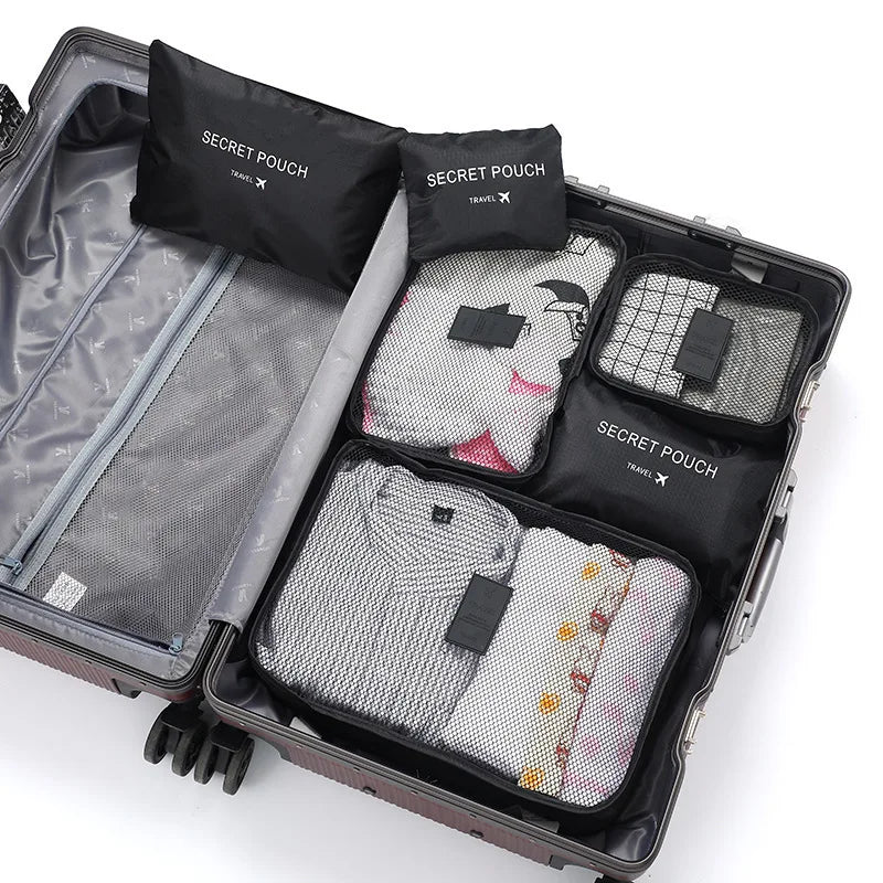 6-Piece Waterproof Travel Packing Cubes & Luggage Organizer Set Travel Packing Cubes Babs Black