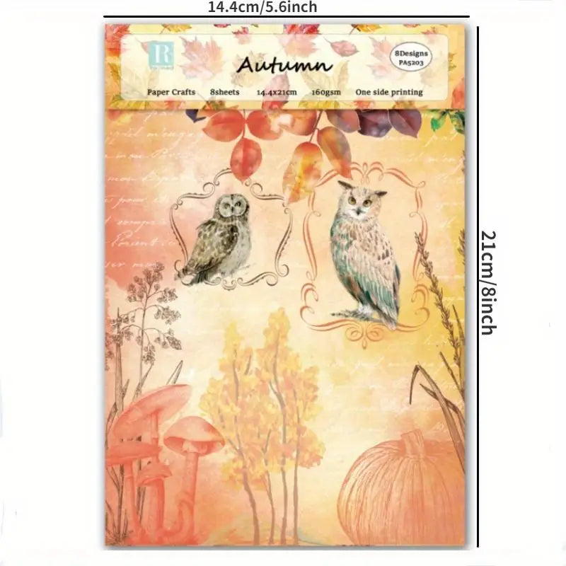 Autumn Scrapbook Paper Pad – 8pc Vintage Cardstock for DIY Scrapbook Paper Pad Babs